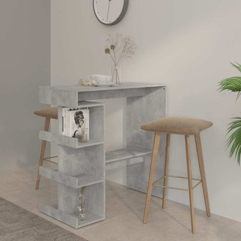 Bar Table with Storage Rack Concrete Grey 100x50x101.5cm Engineered Wood 809453