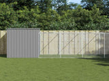 Dog House with Run Light Grey 214x661x181 cm Galvanised Steel 3189127