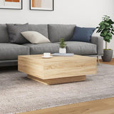 Coffee Table with LED Lights Sonoma Oak 80x80x31 cm 836590