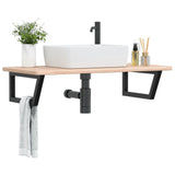 Basin Shelf Wall Mounted Steel and Solid Wood Oak 3302387