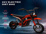 24V Electric Motorbike with Twist Grip Throttle, Music, Horn, 12" Pneumatic Tyres, 16km/h Max Speed T3398P348403