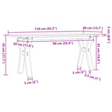 Coffee Table Y-Frame 110x40x45 cm Solid Wood Pine and Steel 3282711