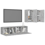4 Piece TV Cabinet Set Concrete Grey Engineered Wood 3079105
