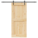 Sliding Door with Hardware Set 100x210 cm Solid Wood Pine 3332711