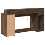 Desk with LED Lights Brown Oak 160x55x91 cm Engineered Wood 3309435