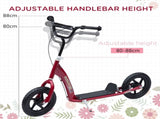Kids Scooter Kick Scooter with 12" EVA Tyres, Rear Brake, Big Wheels Scooter for 5-12 Years Old, Red T3398P348520
