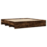 Bed Frame without Mattress Smoked Oak 180x200 cm Super King Engineered Wood 3295636