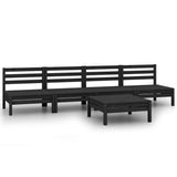 5 Piece Garden Lounge Set Black Solid Pinewood 3082491