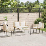 Garden Furniture Set 4 pcs Black and Cream Poly Rattan 3379043