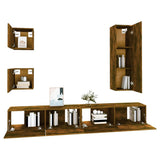 5 Piece TV Cabinet Set Smoked Oak Engineered Wood 3114451