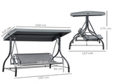 3 Seater Canopy Swing Chair, 2 in 1 Garden Swing Seat Bed, with Adjustable Canopy and Metal Frame, T3398P314658