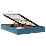 Storage Bed with Mattress Dark Blue 140 x 200 cm Velvet 3370104