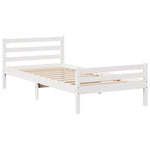 ZNTS Bed Frame without Mattress White 90x200 cm Solid Wood Pine 3301605