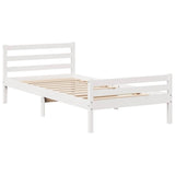 ZNTS Bed Frame without Mattress White 90x200 cm Solid Wood Pine 3301605