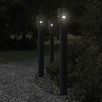 ZNTS Outdoor Floor Lamps with Outlet 3pcs Black 110cm Stainless Steel 4006380