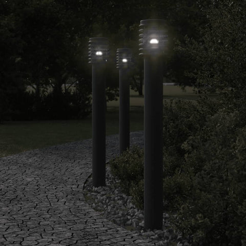 ZNTS Outdoor Floor Lamps with Outlet 3pcs Black 110cm Stainless Steel 4006380