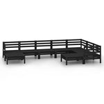ZNTS 9 Piece Garden Lounge Set Solid Wood Pine Black 3083028
