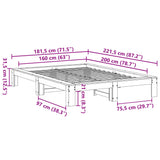 Bed Frame without Mattress Wax Brown 160x200 cm Solid Wood Pine 3308734