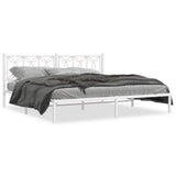 Metal Bed Frame without Mattress with Headboard White 193x203cm 376183