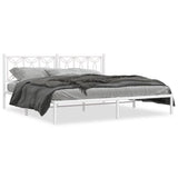 Metal Bed Frame without Mattress with Headboard White 200x200cm 376184