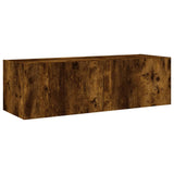 TV Wall Cabinet with LED Lights Smoked Oak 100x35x31 cm 837299