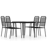 Dining Set Black Powder-coated steel 5 Piece Set Durable 3099145