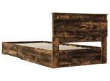 Bed Frame Smoked Oak and Silver 75 x 190 cm Engineered Wood 3410377