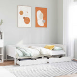 Daybed with Drawers without Mattress White 90x190 cm Single Solid Wood 3302097