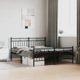 Metal Bed Frame without Mattress with Footboard Black 160x200cm 373712