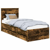 Bed Frame with Drawer Smoked Oak 75 x 190 cm Engineer Wood 3410760