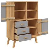 Highboard OLDEN Grey and Brown 85x43x125 cm Solid Wood Pine 358616