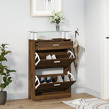 Shoe Cabinet Brown Oak 63x24x104 cm Engineered Wood 342569