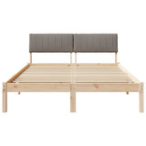 Bed frame Brown and taupe 140 x 190 cm Solid pine wood 878687