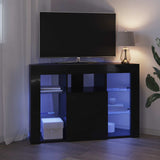 Corner LED TV Cabinet 100x40x68cm Black Engineered Wood 889786