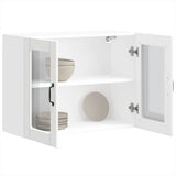 Kitchen Wall Cabinet with Glass Door Lucca White Engineered Wood 853847