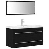 Bathroom Sink Cabinet with Drawer Wall-mounted 3 pcs Black Oak 3333131