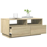 Coffee Table with LED Lights Sonoma Oak 90x49x40 cm 839835