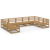 9 Piece Garden Lounge Set Solid Wood Pine 3076262