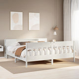 ZNTS Bookcase Bed without Mattress White 180x200 cm Super King Solid Wood Pine 3323174