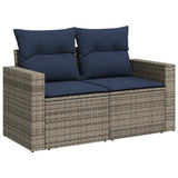 8 Piece Garden Sofa Set with Cushions Grey Poly Rattan Acacia 3327831