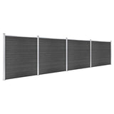 Fence Panel Set WPC 699x186 cm Black 3070431