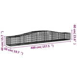 Arched Gabion Baskets 5 pcs 400x50x40/60 cm Galvanised Iron 3145920
