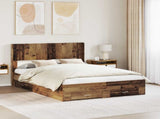 Bed Frame with Storage and Headboard Old Wood 120 x 190 cm 3414497