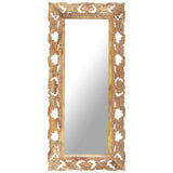 321640 Hand Carved Mirror Brown 110x50 cm Solid Mango Wood