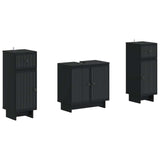 2 Piece Bathroom Cabinet Set EDE Black Engineered Wood 3417982