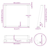 ZNTS vidXL Dining Table Legs U-Shaped 2 pcs Anthracite 100x cm Steel 4012806