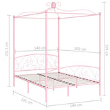 Canopy Bed Frame without Mattress Pink Metal 140x200 cm 284489