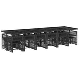 17 Piece Garden Dining Set with Cushions Black Poly Rattan 3211723