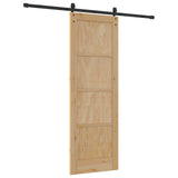 Sliding Door Natural and Black 73.5 x 211 cm Solid Pine Wood 3445405