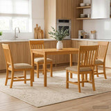 Dining Set 5 pcs Beige Solid Oak Wood 3430239